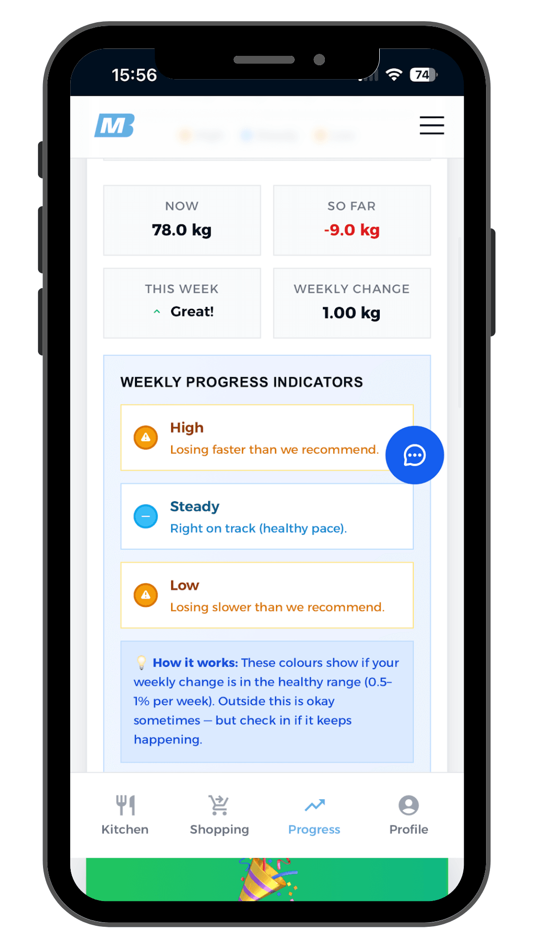 BMeals Weight Progress Tracking